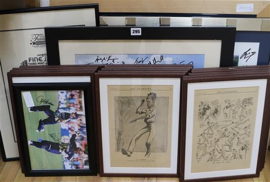 A Sussex Double Winners 2006 signed photo, Hampshire CC signed photo, Country Captains 2009 signed print and other prints